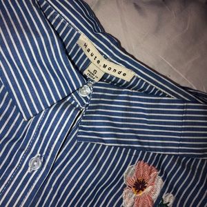 Haute Monde striped floral shirt.